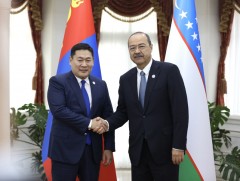 Ерөнхий cайд Л.Оюун-Эрдэнэ Узбекистан Улсын Ерөнхий cайд А.Н.Ариповтай уулзлаа 