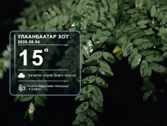 ЦАГ АГААР: Улаанбаатарт шөнөдөө 15 хэм дулаан